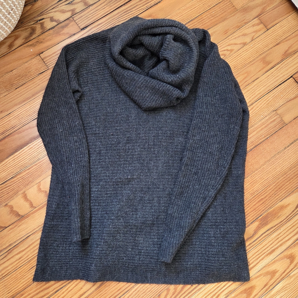 Vince Charcoal Cowl-Neck Turtleneck Sweater